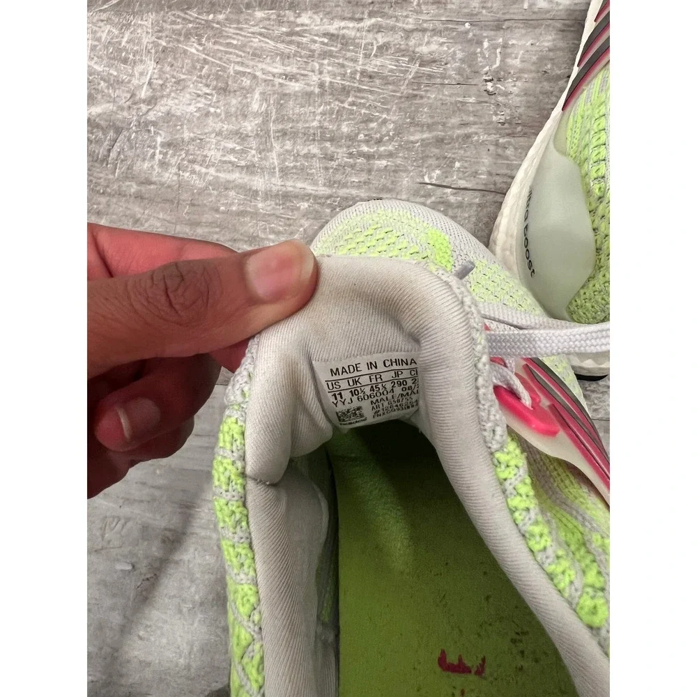 Adidas Running Shoes UltraBoost 2.0 Mens 11 Grey Solar Yellow Pink Sneaker Shoes